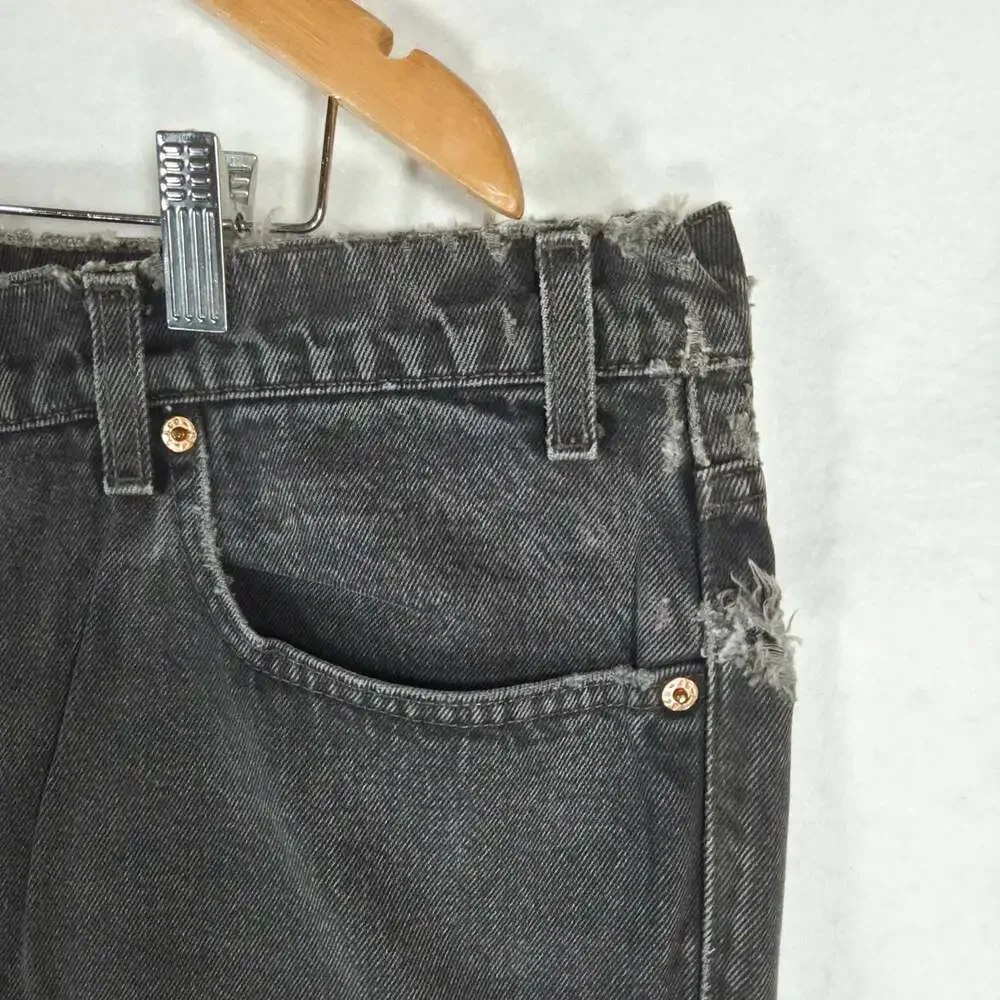 Vintage 80s Levis 550 Black Jeans Mens 42x32 Made in Puerto Rico USA 1989 Frayed